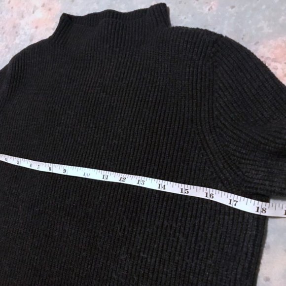 3/ $30 or FREE WITH PURCHASE over $40 Black Ribbed Mock Neck Split Hem Sweater - Picture 12 of 16